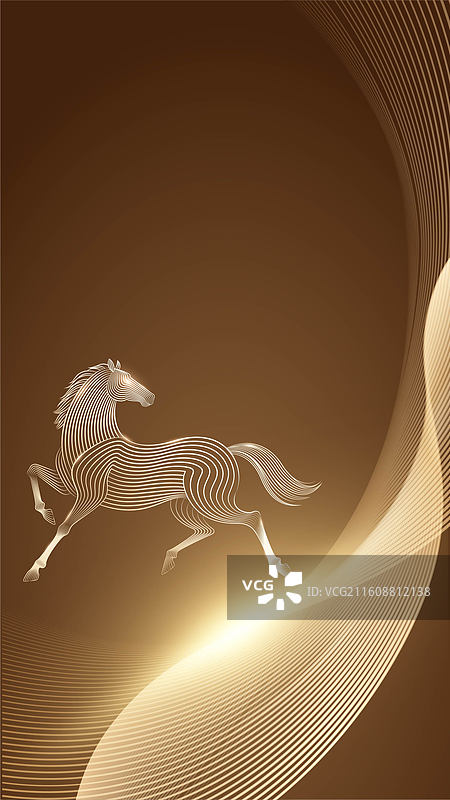 马年线条插画图片素材