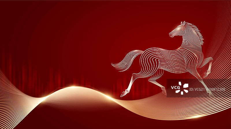 马年线条插画图片素材