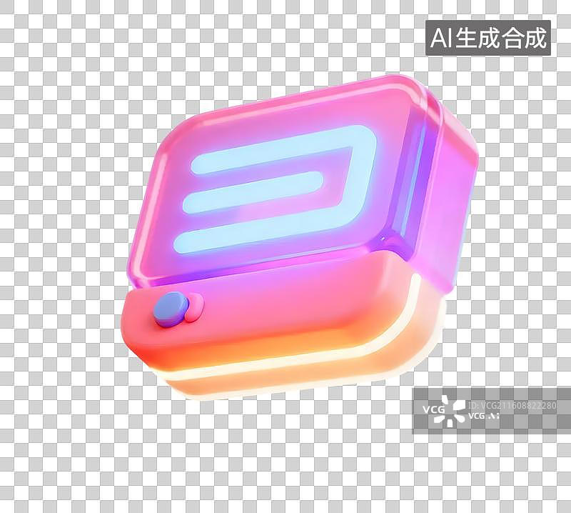【AI数字艺术】霓虹渐变方块图标图片素材