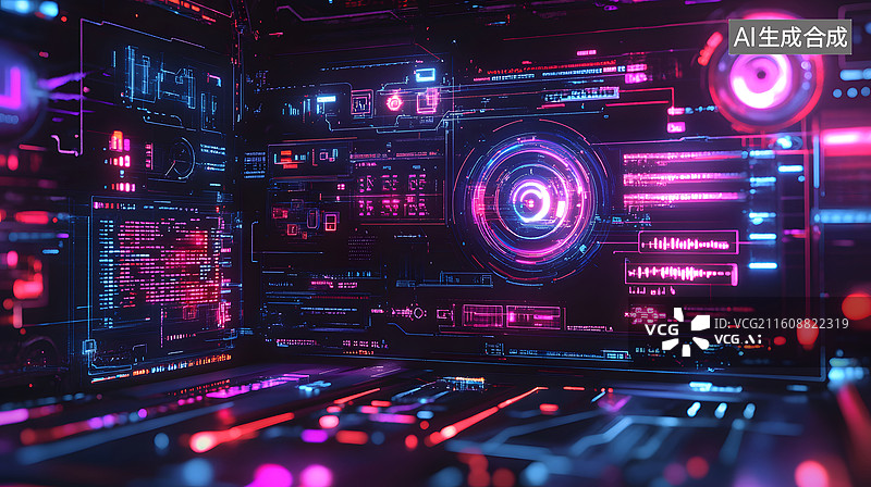 【AI数字艺术】未来科技感控制面板图片素材