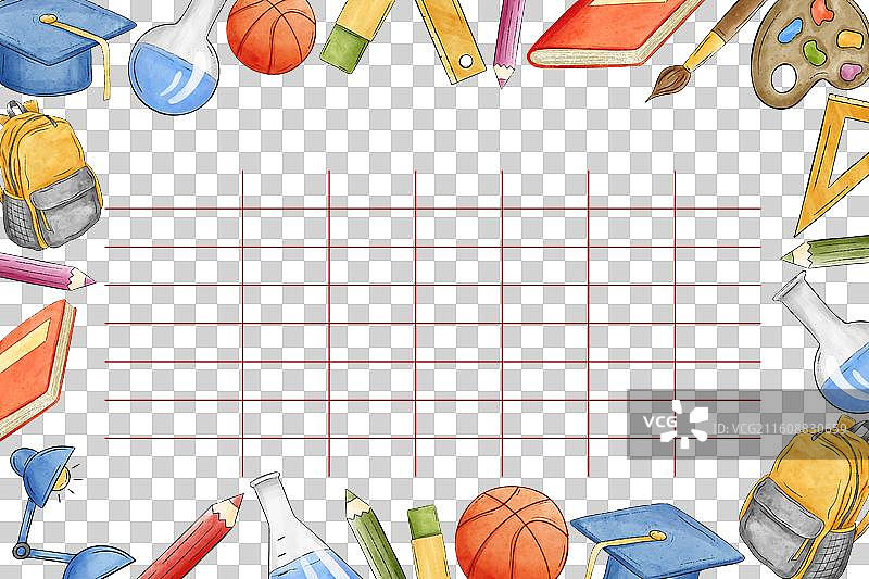 水彩风格的开学时间表图片素材