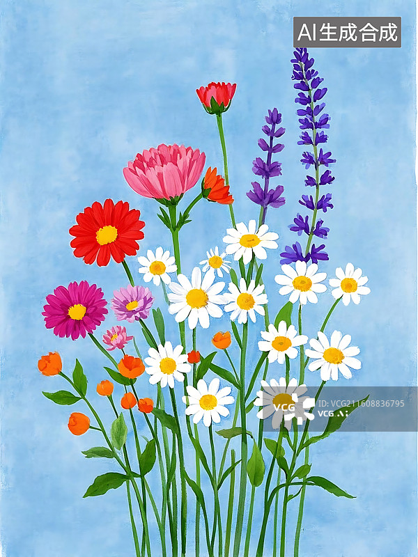 【AI数字艺术】鲜花盛开，色彩斑斓图片素材