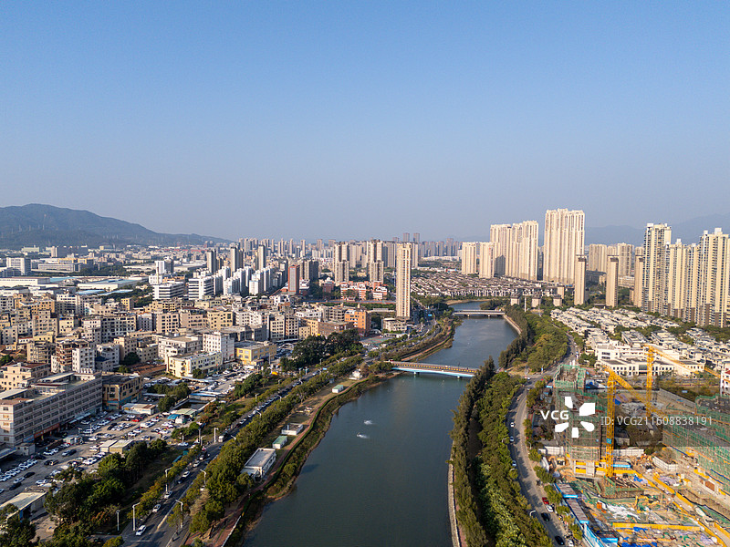 厦门海沧新阳街道建筑群航拍图片素材