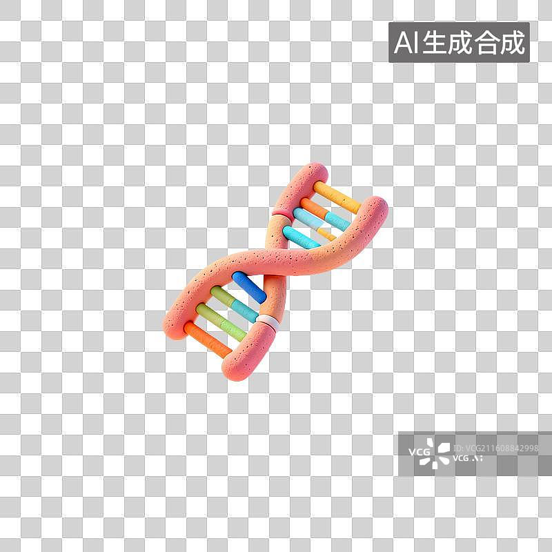 【AI数字艺术】3D渲染，卡通风格，DNA，脱氧核糖核酸，生物科技，遗传学，免抠元素图片素材