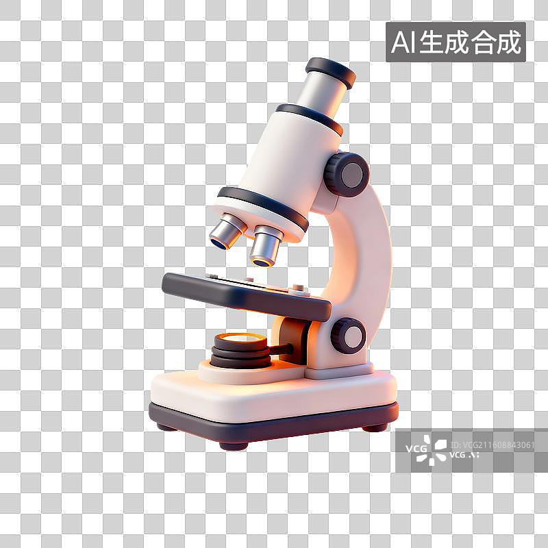 【AI数字艺术】3D渲染，一个显微镜，免抠元素图片素材