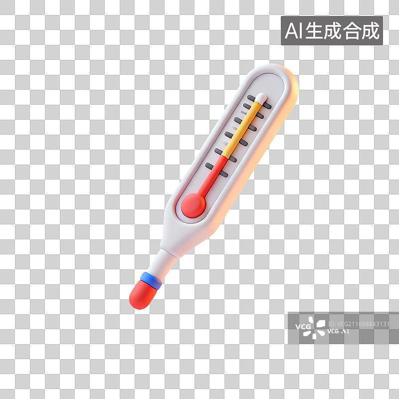 【AI数字艺术】3D渲染，卡通风格，体温计，温度计，免抠元素图片素材