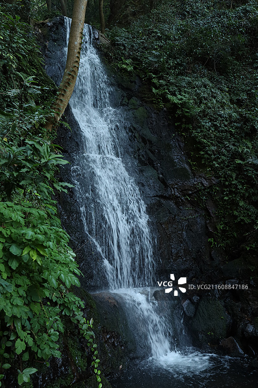 杭州九溪烟树瀑布低角度视图图片素材