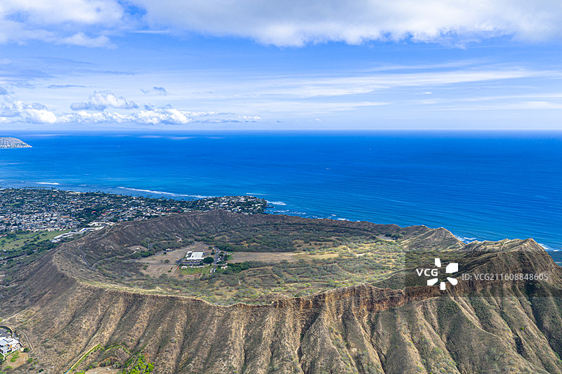 夏威夷海岛风光钻石头山彩虹城市图片素材