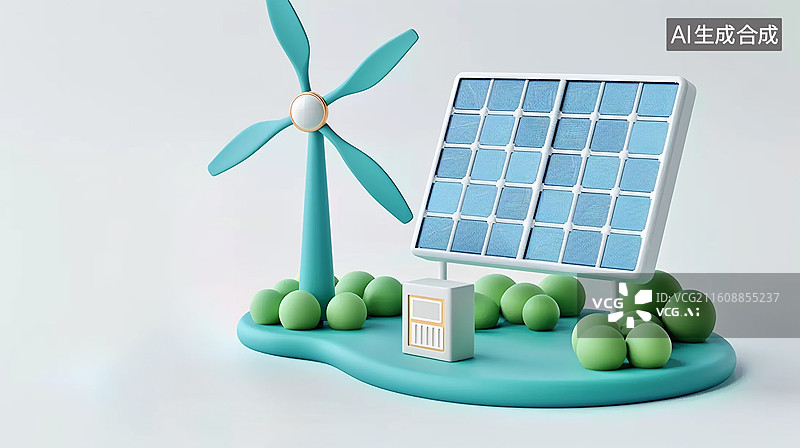【AI数字艺术】绿色环保发电设备3D展示图片素材