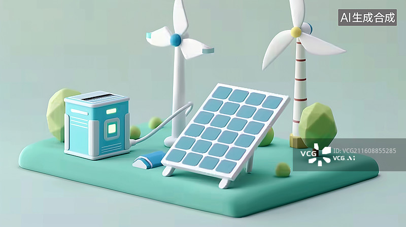 【AI数字艺术】绿色环保发电设备3D展示图片素材