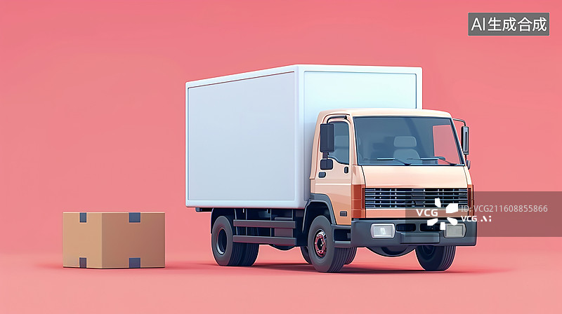 【AI数字艺术】物流快递货车与纸箱包裹图片素材