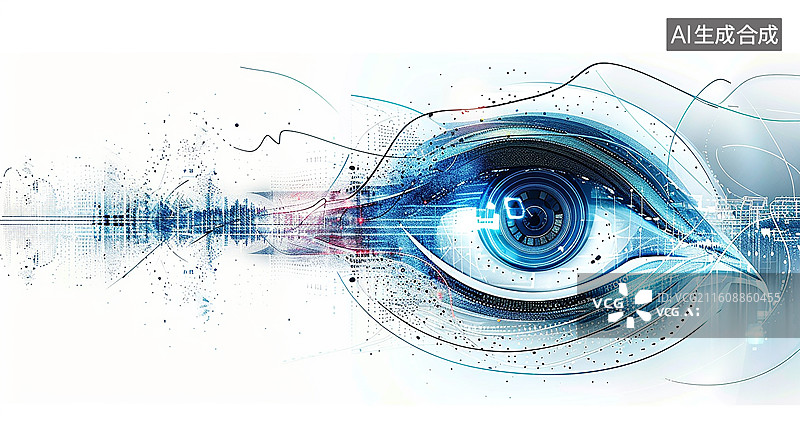【AI数字艺术】科技感蓝色眼睛插画图片素材