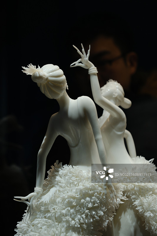 中国国家博物馆白瓷巡展。孔雀舞。河北博物院图片素材