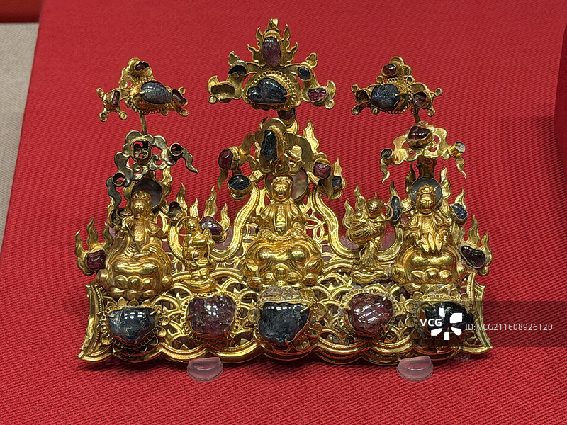 金镶宝三大士分心，明代，蕲春县博物馆藏，明代荆藩珍宝特展图片素材