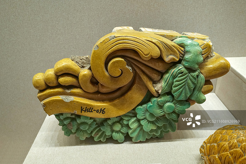 雕西洋花琉璃构件 清代  长春园西洋楼遗址出土 圆明园管理处藏 北京圆明园博物馆（正觉寺）展出图片素材