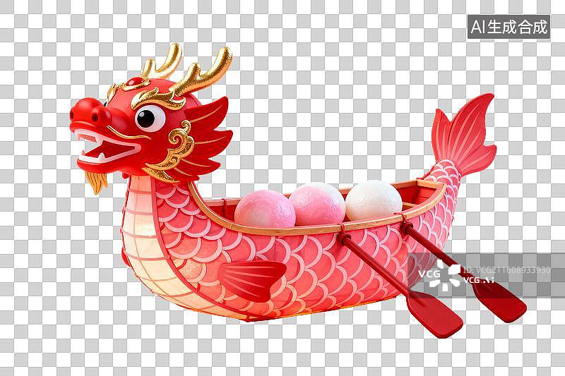 【AI数字艺术】红色龙舟盛满汤圆寓意团圆图片素材