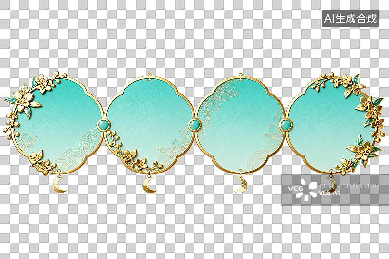 【AI数字艺术】青金装饰边框四联设计图片素材