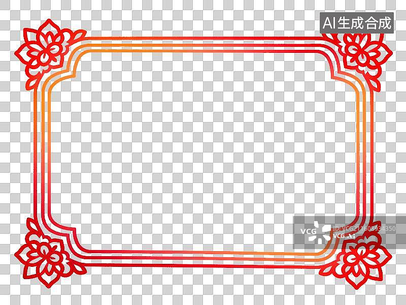 【AI数字艺术】红色花纹装饰边框设计图图片素材