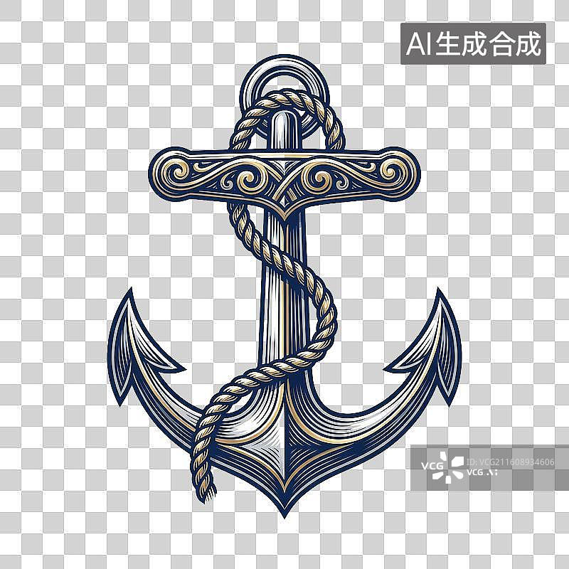 【AI数字艺术】华丽船锚缠绕绳索设计图图片素材