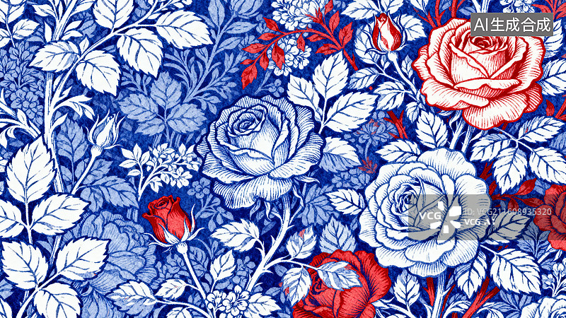 【AI数字艺术】色彩鲜艳的花卉玫瑰图案图片素材
