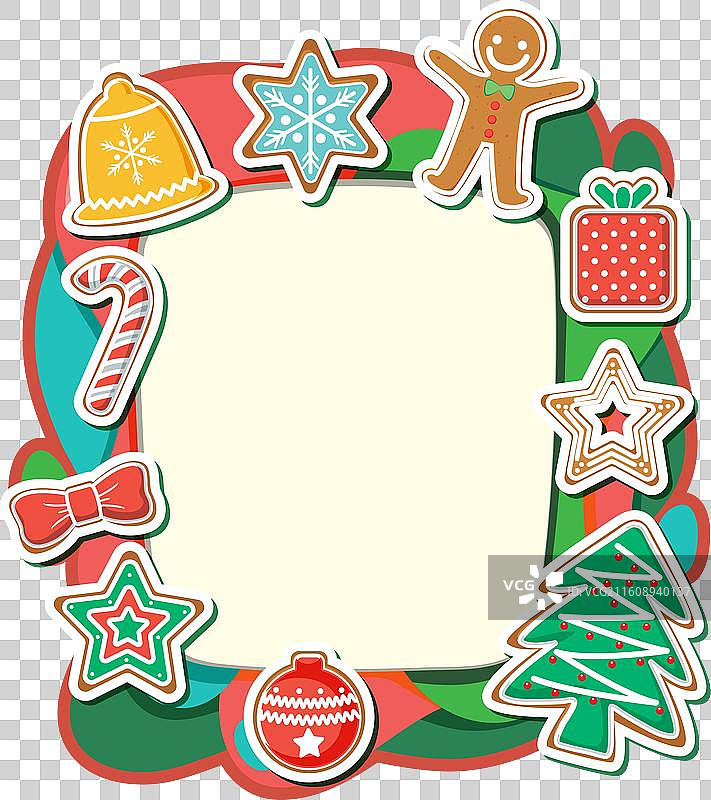 彩色圣诞饼干组成装饰图案图片素材