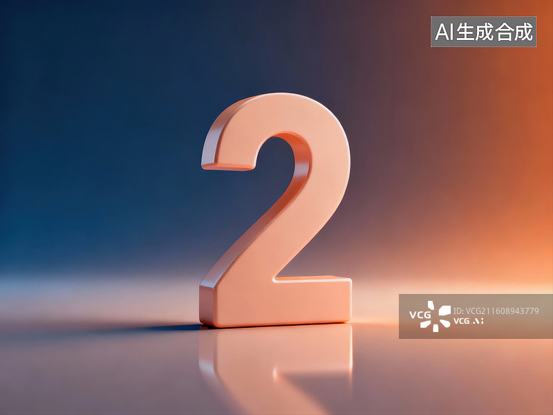 【AI数字艺术】立体数字2的光影展示图片素材