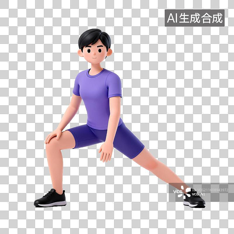 【AI数字艺术】侧弓步-体育健身运动健康锻炼养生图片素材