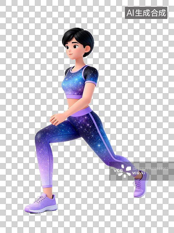 【AI数字艺术】侧弓步-体育健身运动健康锻炼养生图片素材