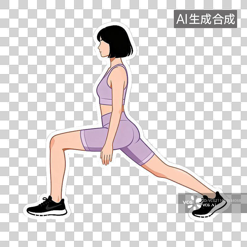 【AI数字艺术】侧弓步-体育健身运动健康锻炼养生图片素材