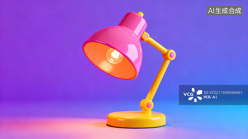 【AI数字艺术】粉色台灯在渐变背景上图片素材