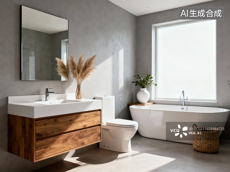 【AI数字艺术】现代简约风格浴室图片素材