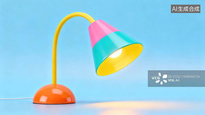 【AI数字艺术】彩色台灯在蓝色背景上图片素材