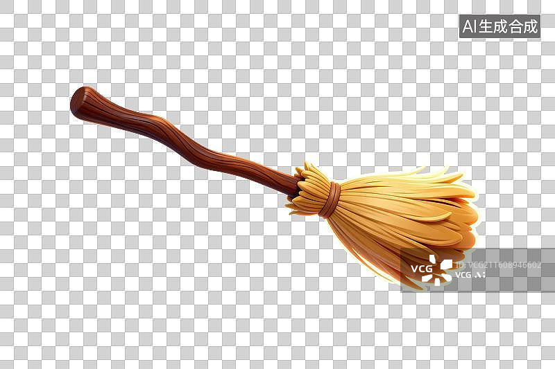 【AI数字艺术】卡通风格，一把飞天扫帚PNG格式的免扣元素图片素材