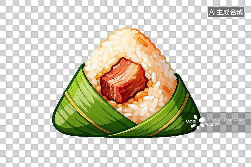 【AI数字艺术】卡通风格，美味的肉粽子PNG格式的免扣元素图片素材