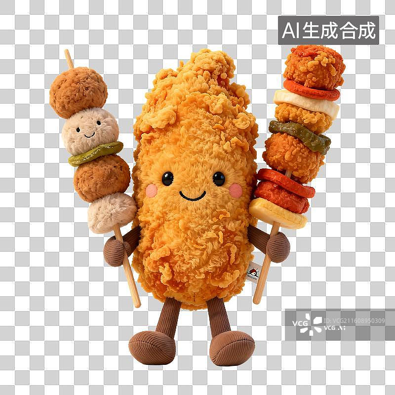 【AI数字艺术】可爱毛绒玩偶风格美食元素建模图片素材