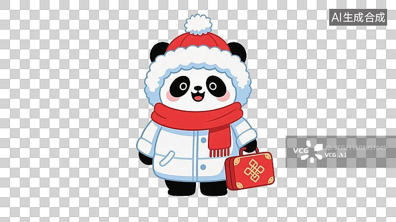【AI数字艺术】暖冬之旅：熊猫小侠的中国风情图片素材