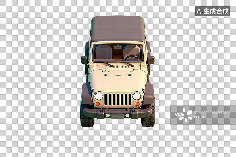 【AI数字艺术】卡通风格，一辆吉普车PNG格式的免扣元素图片素材