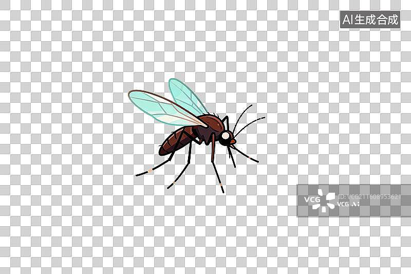 【AI数字艺术】卡通风格，一只蚊子PNG格式的免扣元素图片素材