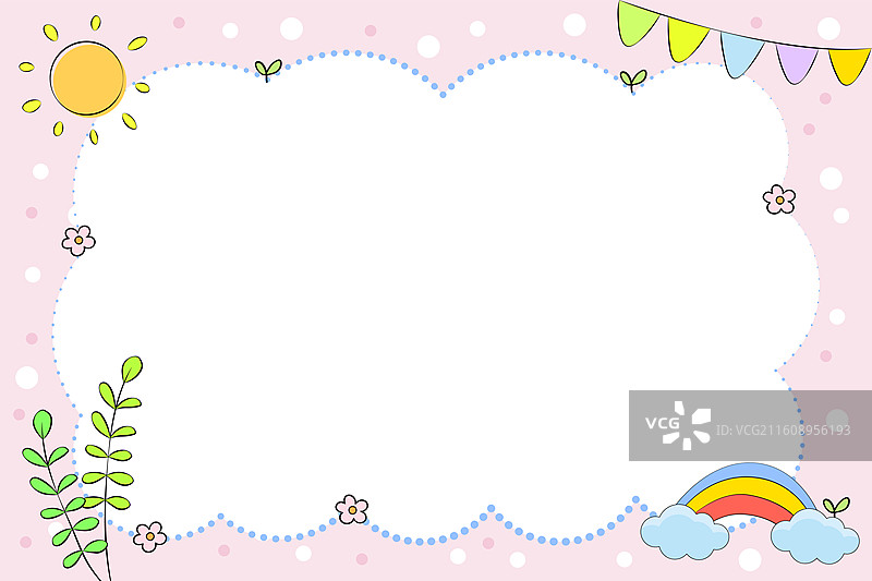 蓝色卡通云朵边框矢量背景素材图片素材