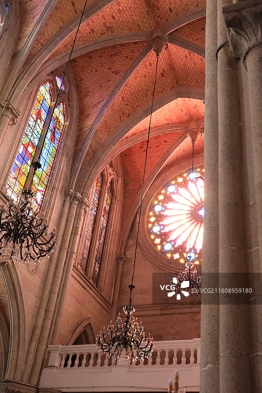 广州圣心大教堂哥特教堂世界四大全石砌教堂历史建筑文物保护单位玫瑰窗彩绘玻璃窗图片素材