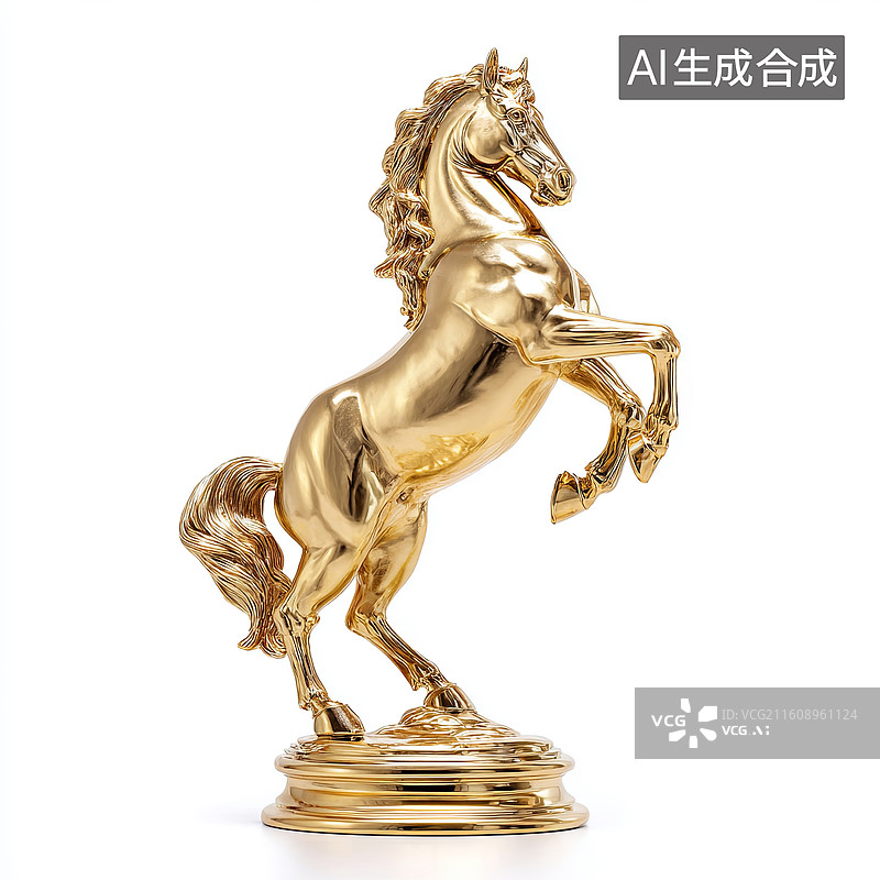 【AI数字艺术】金色骏马雕塑图片素材