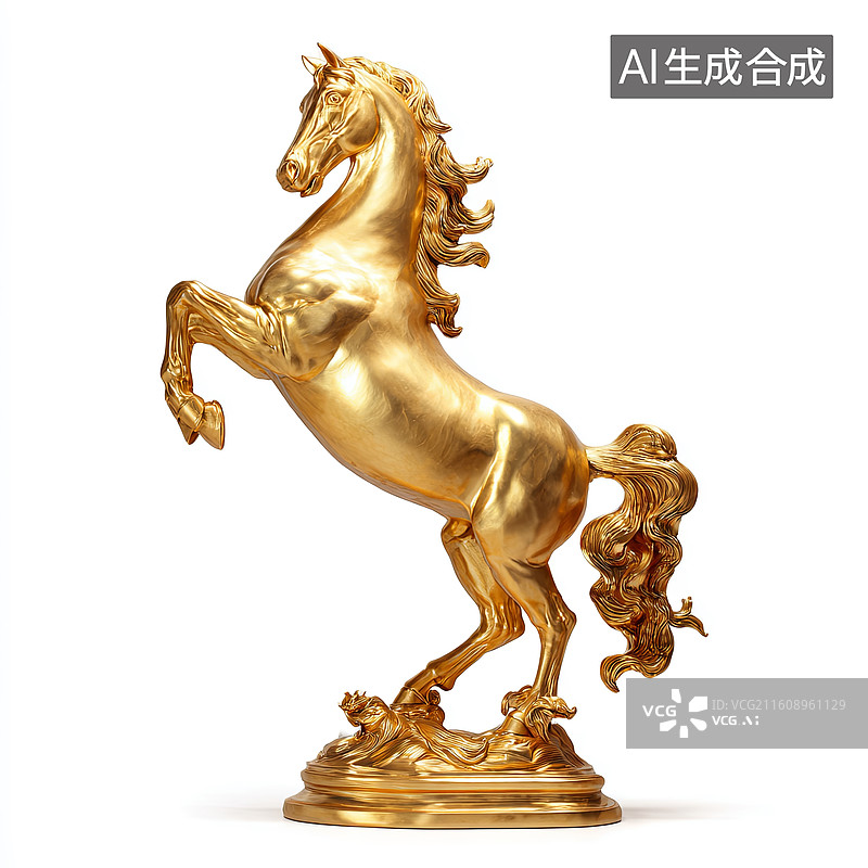 【AI数字艺术】金色骏马雕塑图片素材