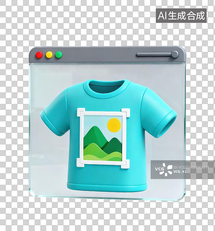 【AI数字艺术】3D磨砂玻璃材质电商购物主题衣服服饰购物类网页应用界面搜索框线上选购元素图片素材