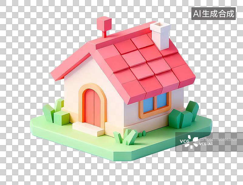 【AI数字艺术】卡通小房子模型图片素材