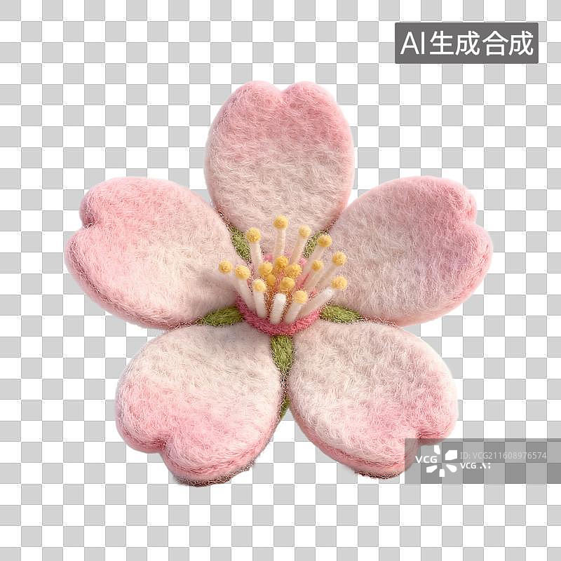 【AI数字艺术】手工毛毡樱花花朵图片素材