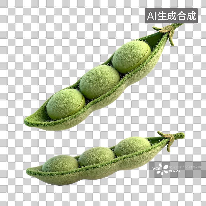【AI数字艺术】手工毡制绿色豌豆荚图片素材