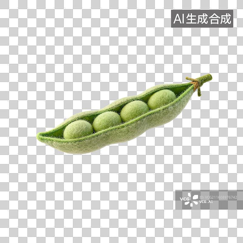 【AI数字艺术】手工毡制绿色豌豆荚图片素材