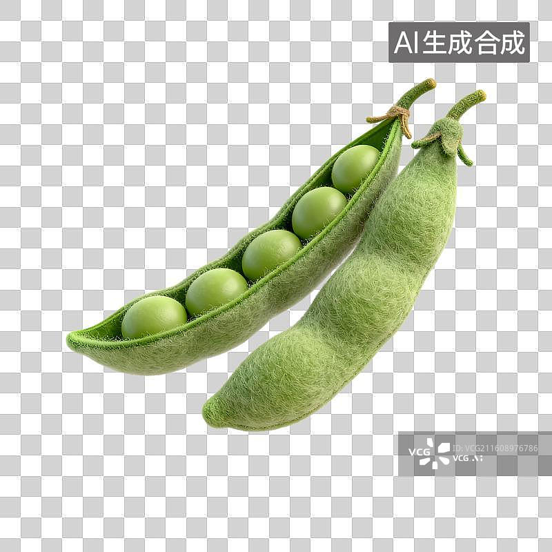 【AI数字艺术】手工毡制绿色豌豆荚图片素材