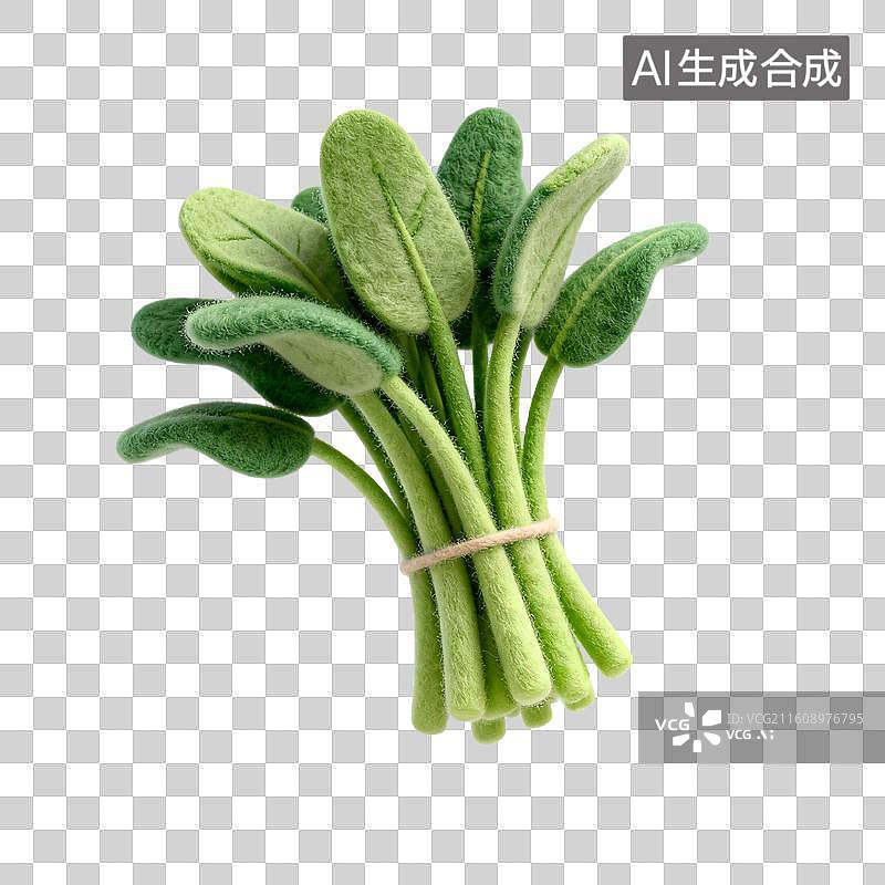 【AI数字艺术】手工毛毡制作的绿叶蔬菜图片素材