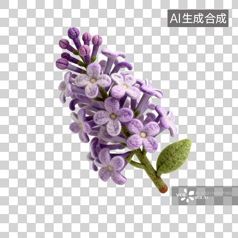 【AI数字艺术】手工毛毡丁香花图片素材
